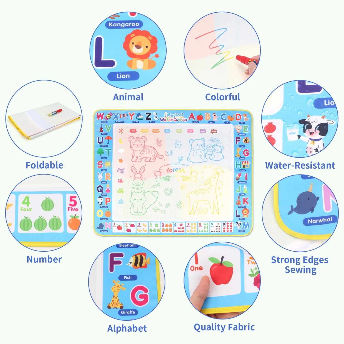 Coolplay Water Doodle Mat Coloring Drawing Reusable Magic Pens