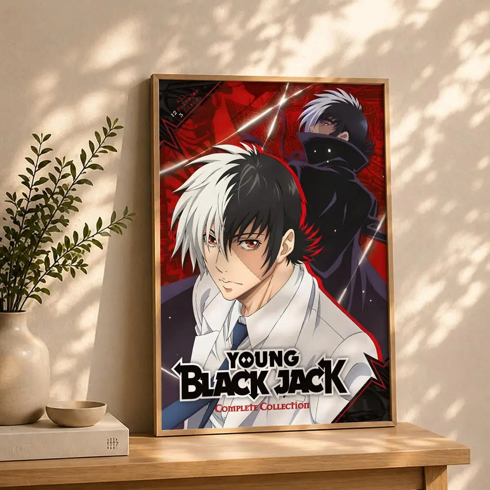 Black Jack Anime Poster – HD Self-Adhesive Waterproof Wall Art Anime Wall Poster Peaceful Pleasures Health and Wellness White4 50X70cmNoframe
