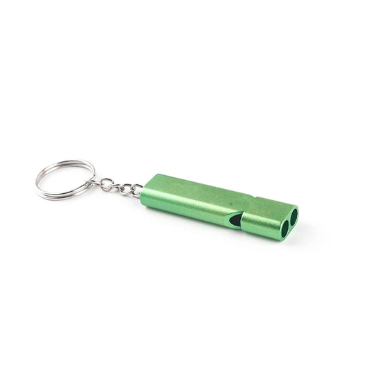 Outdoor Survival Emergency Aluminum Alloy Double Frequency Survival Whistle Training Pigeon Whistle Referee Double Pipe Whistle Peaceful Pleasures Health and Wellness Green