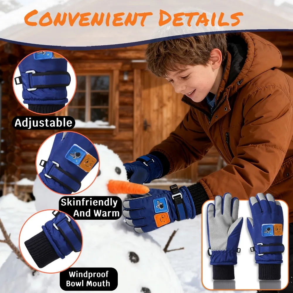 Kids' Snow Gloves for Boys Girls - Winter Warm with Anti-Slip Grip & Cute Designs for Bike Riding, Snow Play, Skating Peaceful Pleasures Health and Wellness