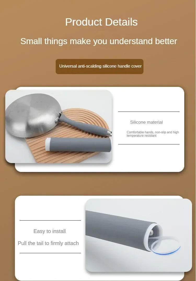 Frying Pan Handle Insulation Sleeve Rubber Sleeve for Iron Cooker Stainless Steel Pan Handle Sleeves Kitchen Tool Accessories Peaceful Pleasures Health and Wellness