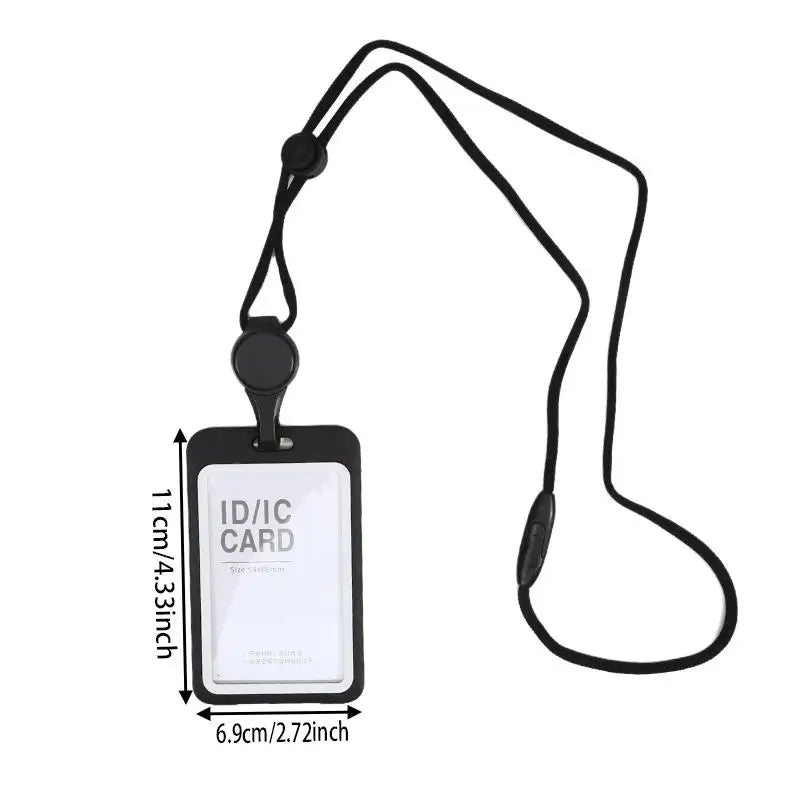 Retractable Badge Reel with Lanyard Transparent ID Card Holder Nurse Accessories for Work Removable Credential Clip Peaceful Pleasures Health and Wellness Black Vertical