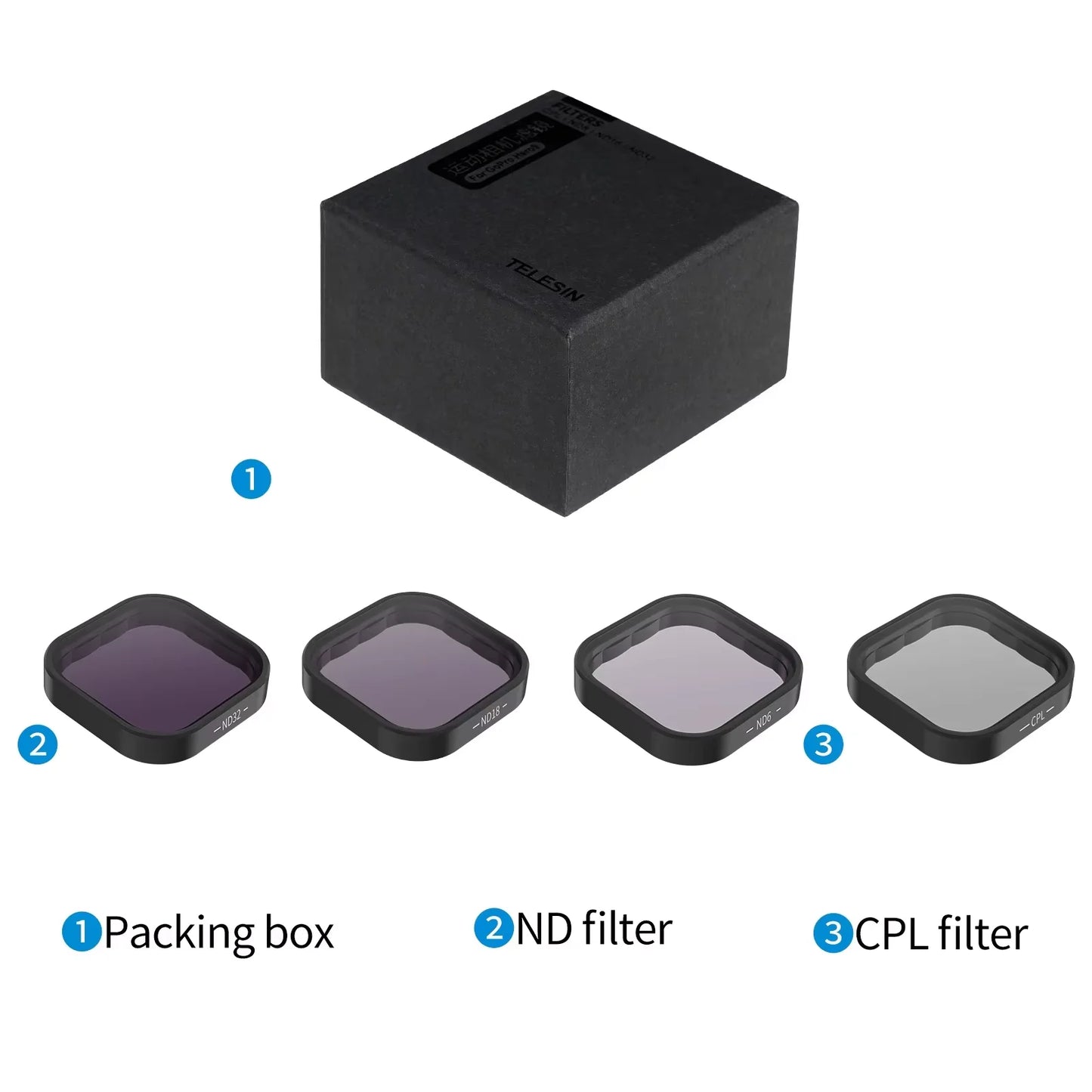 TELESIN CPL ND8 ND16 ND32 Lens Set Aluminium Alloy Frame for DJI OSMO Action 3 4 5pro ND CPL Filter Action Camera Accessories Peaceful Pleasures Health and Wellness CPL ND8 ND16 ND32 China Mainland