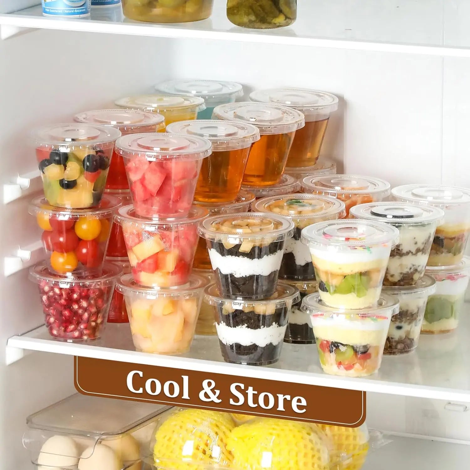 9oz or 270ml Clear Plastic Cups with Lids Disposable Cups with Flat Lids Ideal for Ice Cream,Cold Drinks Fruits Snacks Container Peaceful Pleasures Health and Wellness