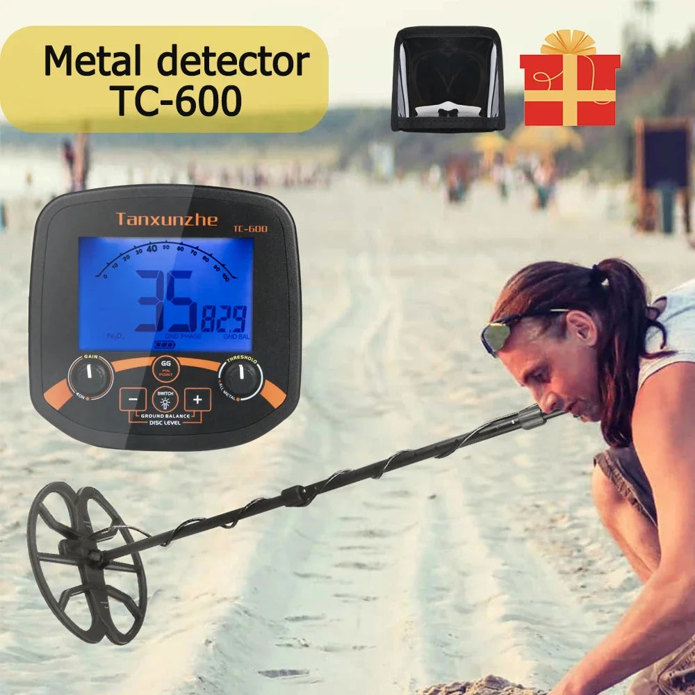 TC-600 Metal Detector Professional Underground Depth Gold Detector Treasure Handheld High Frequency Pinpoint Detecting Peaceful Pleasures Health and Wellness