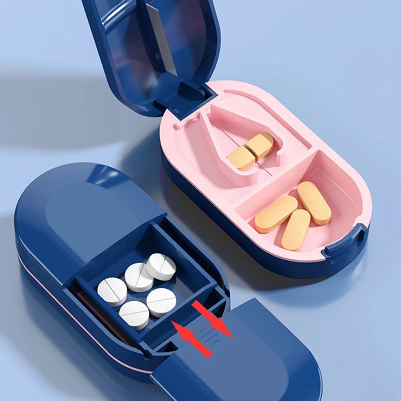 Medicine Pill Box Portable Tablet Cutter Splitter Pill Case Storage Box Pill Tablet Cutter Divider Health Care Pill Holder Peaceful Pleasures Health and Wellness