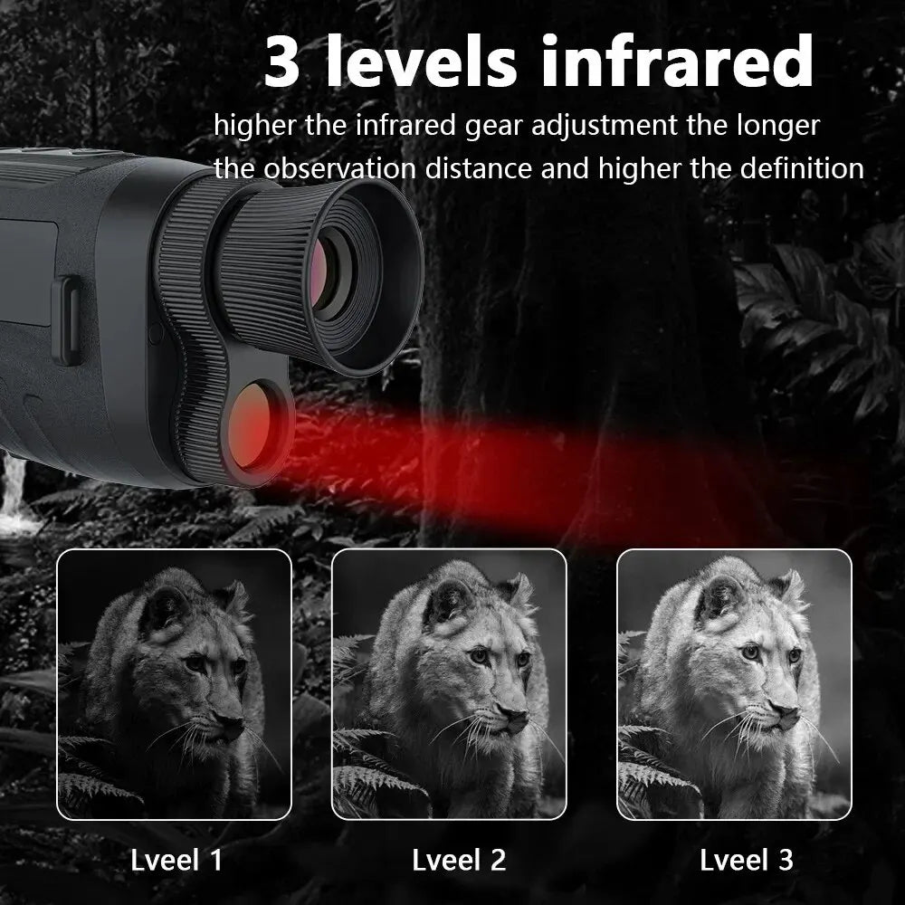 Digital Night-Vision Monocular 40MP 2.5K Infrared Telescope 984ft Night-Vision Distance 6X Optical Magnification 8X Digital Zoom Peaceful Pleasures Health and Wellness