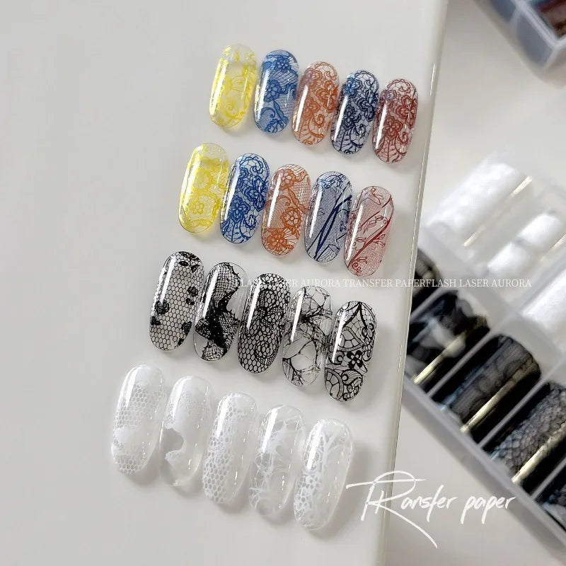 10 Rolls Vintage Lace Water Transfer Nail Decals | DIY Manicure