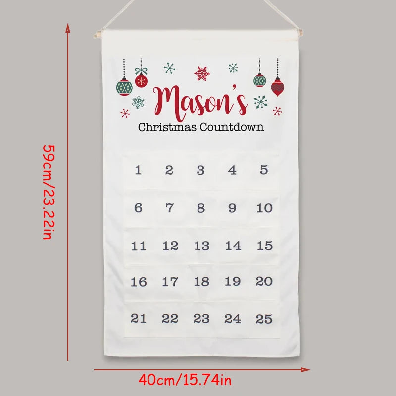 Personalized Christmas Advent Calendar with Pockets | Kids Gift Advent Calendar Peaceful Pleasures Health and Wellness