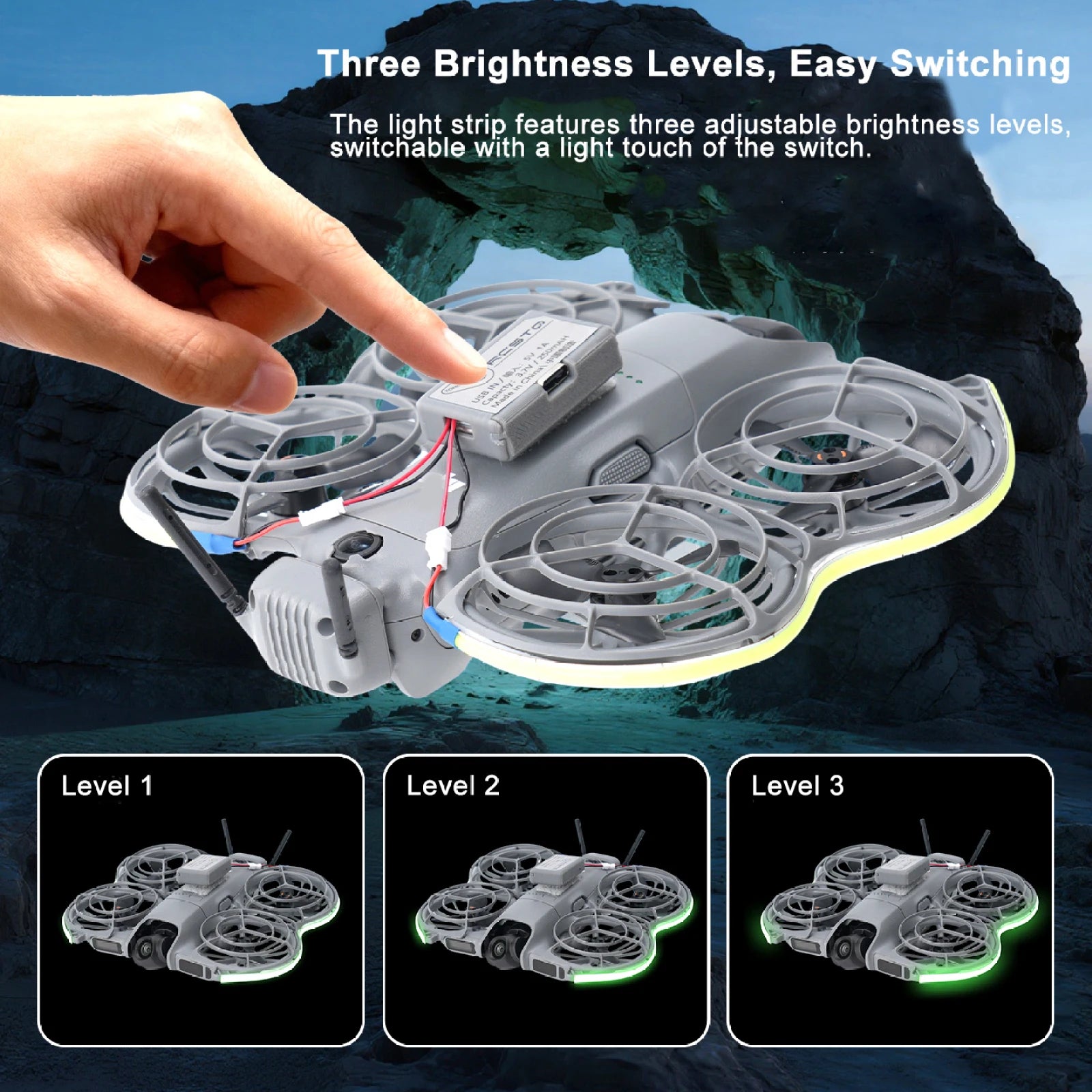 LED Night Flight 3-Level Brightness Adjustable For DJI Neo2 Light Strip Waterproof Lamp Belt For DJI Neo2 Drones Accessories Peaceful Pleasures Health and Wellness