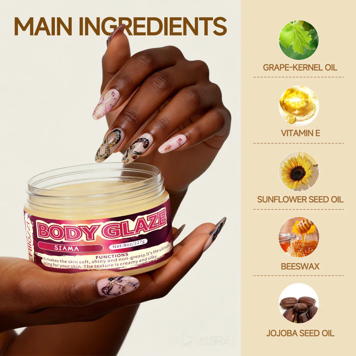 Body Glaze Moisturizing Cream – Brightening & Skin Repair 8oz