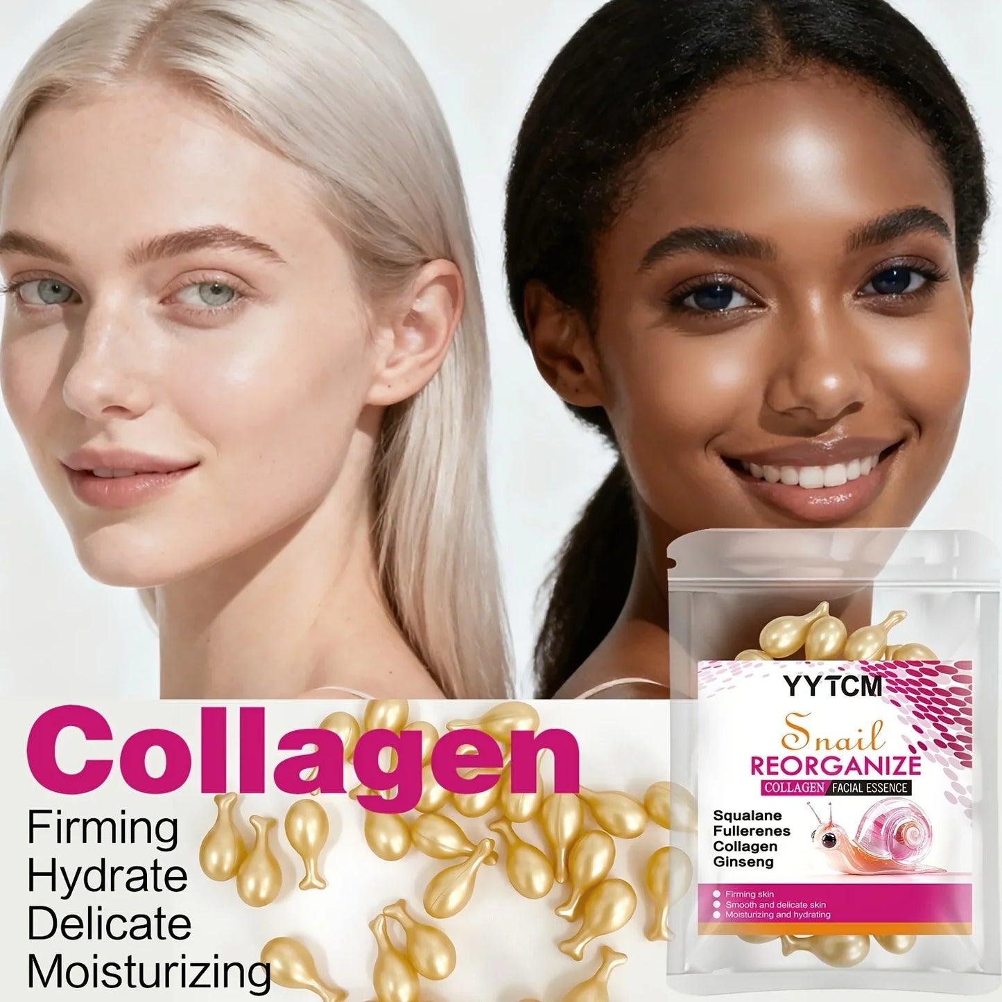 Snail Collagen Essence Capsules | Squalane & Ginseng Serum