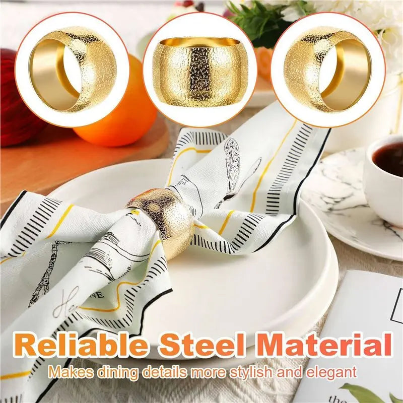 A36T-48 Pcs Day Gold Napkin Rings Napkin Holders For Cloth Napkins Wedding Napkin Holder Rings For Fabric Table Napkins Peaceful Pleasures Health and Wellness