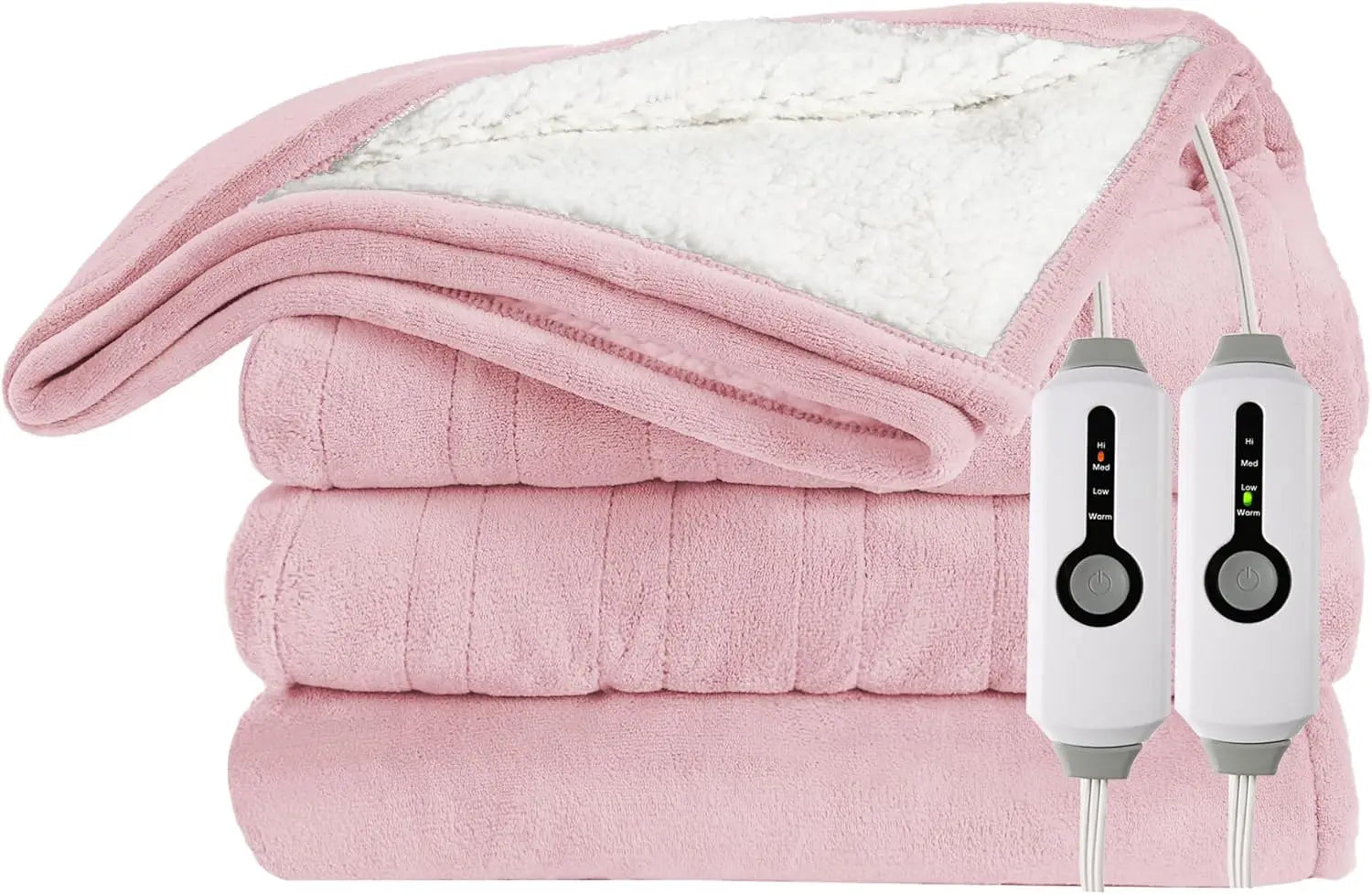 Queen Electric Heated Blanket – 4 Heat Settings, Auto Shutoff, Light Pink Electric Blanket Peaceful Pleasures Health and Wellness