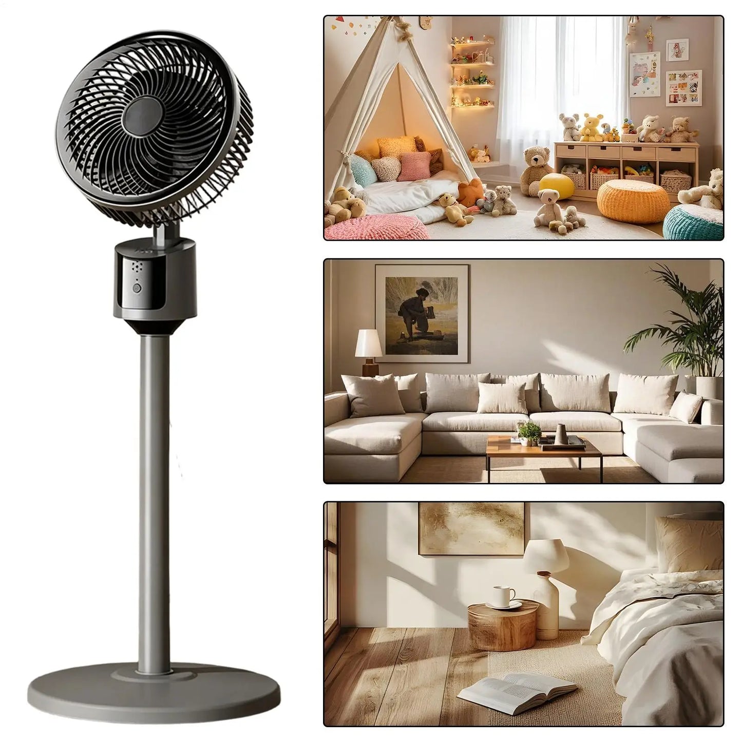 3-Speed USB Floor Fan – Quiet Standing Fan for Home & Dorm