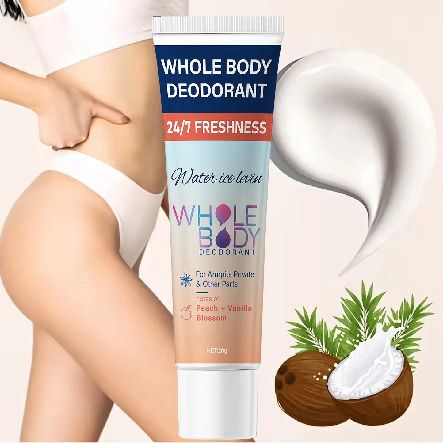 Whole Body Deodorant Cream – Hyaluronic Acid & Peach Vanilla