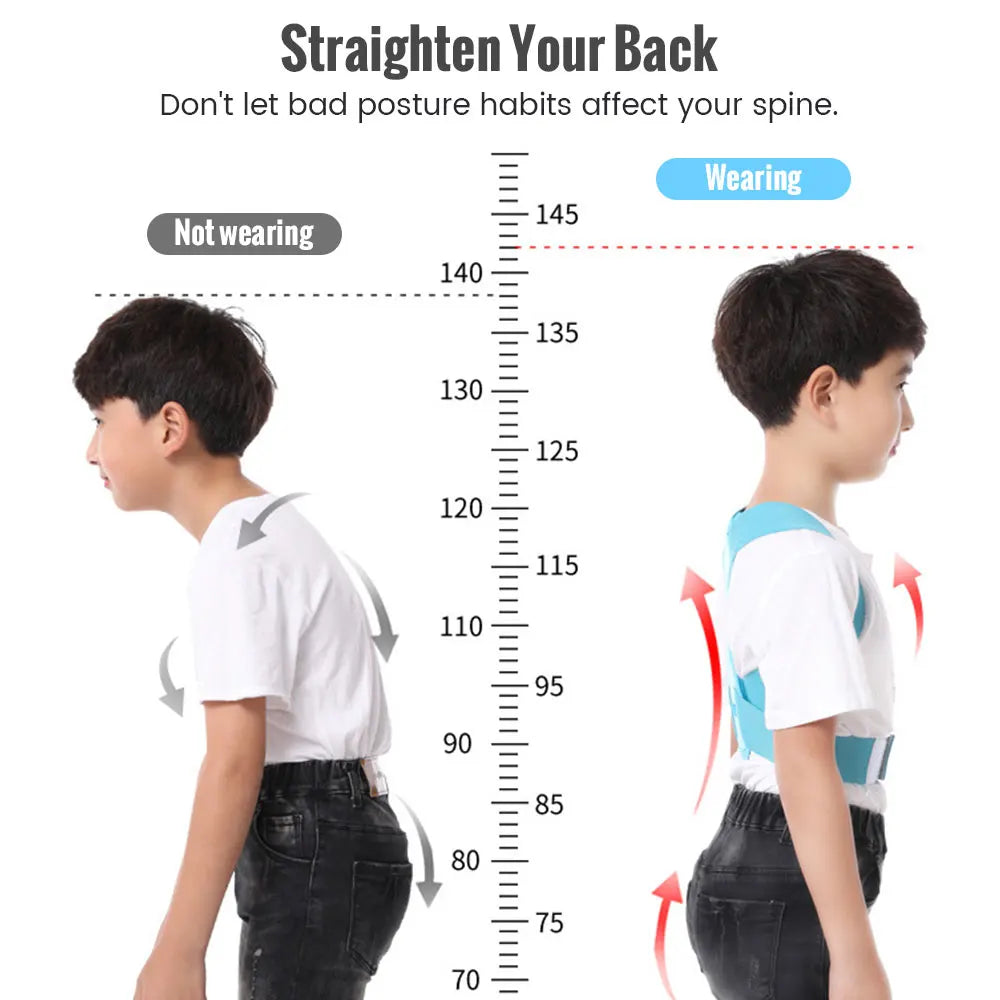 Children Adjustable Posture Corrector Back Support Boys Girls Shoulder Belt Rectify Straighten Correction Pain Relief Beauty Kid Peaceful Pleasures Health and Wellness