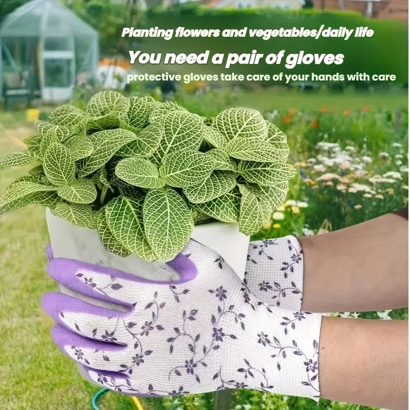 2 Pairs Nylon Gardening Gloves Women's Suitable Garden Planting