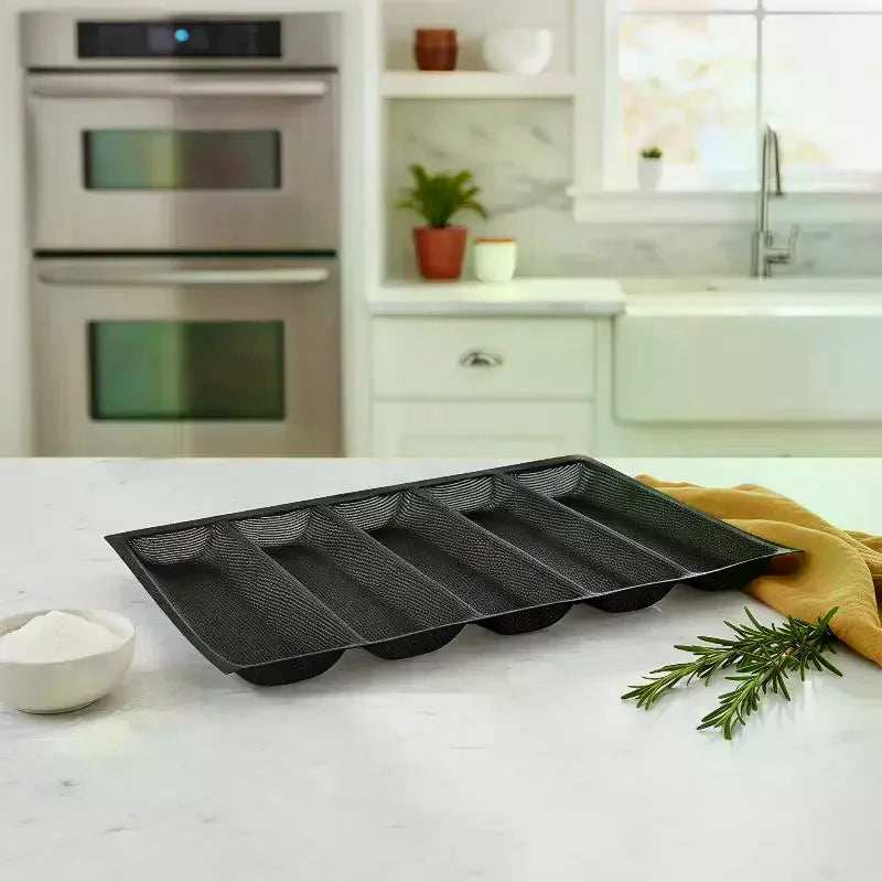 5-Cavity Silicone French Bread Baguette Pan | Nonstick Tray