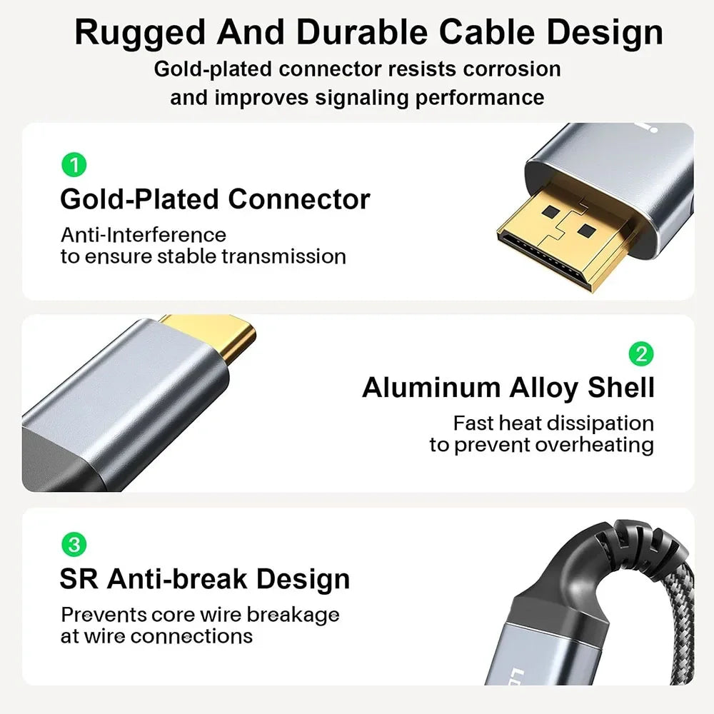 USB-C to HDMI 4K@60Hz Cable | MacBook, Dell XPS & More