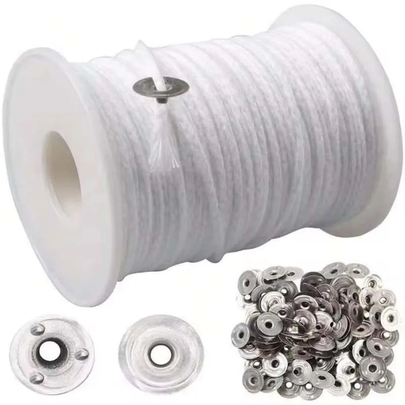 Cotton Candle Wicks & 100 Metal Sustainer Tabs – DIY Craft Kit