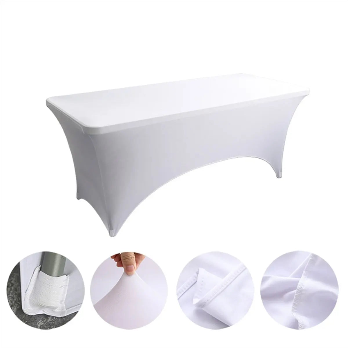 White Stretch Fit Rectangular Tablecloths 6FT – 2 Pack Peaceful Pleasures Health and Wellness