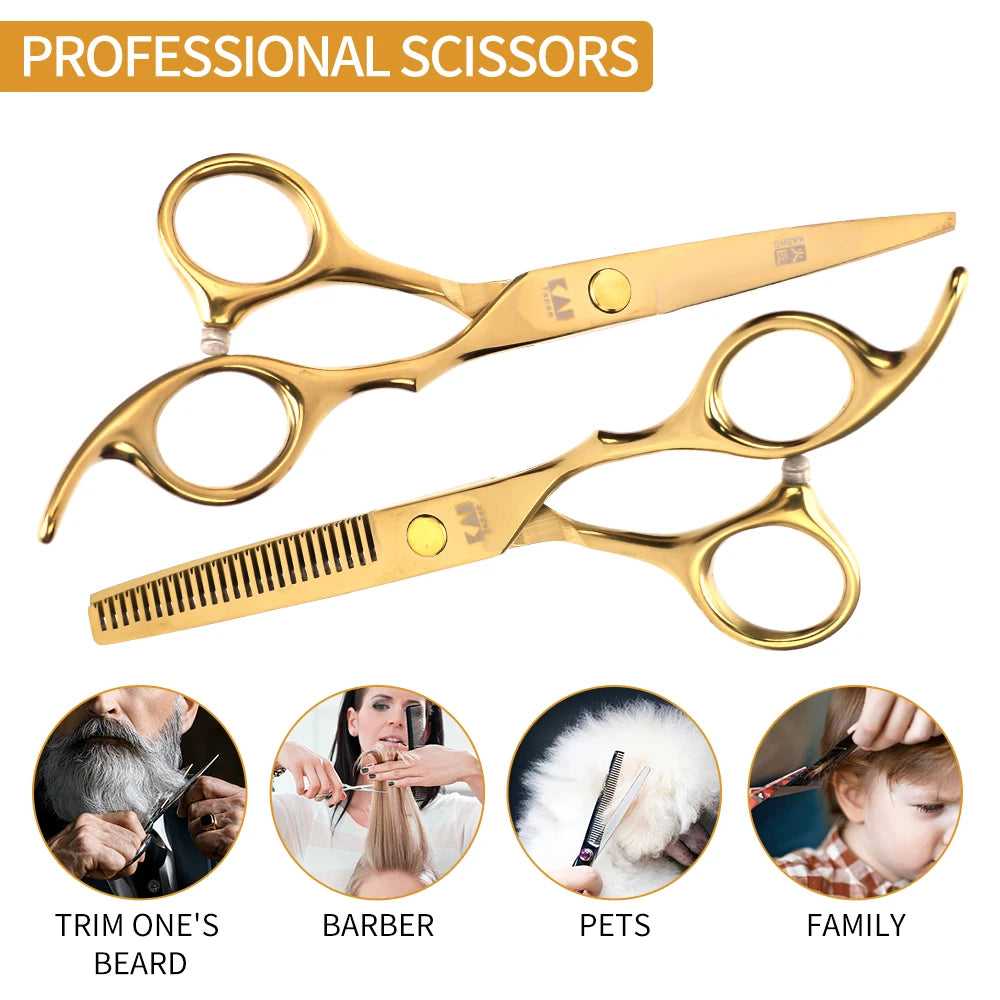 5pcs Gold Haircut Tools Set Hairdressing Comb Cleaning Neck Brush 6 inch Styling Scissors 500ml Spray Bottle Barber Tools Set Peaceful Pleasures Health and Wellness