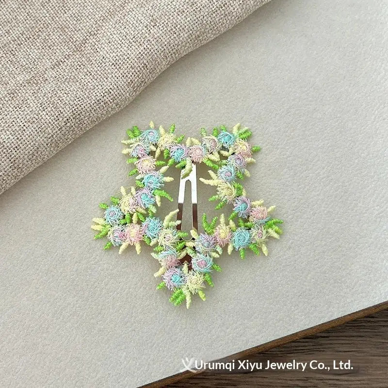 Pink Flower Star Heart Geometric Hair Clip for Women & Girls