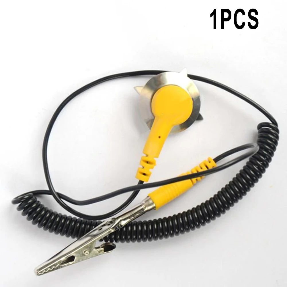 Anti-static ESD Grounding Cable Coiled Cord Alligator Clip Claw PU