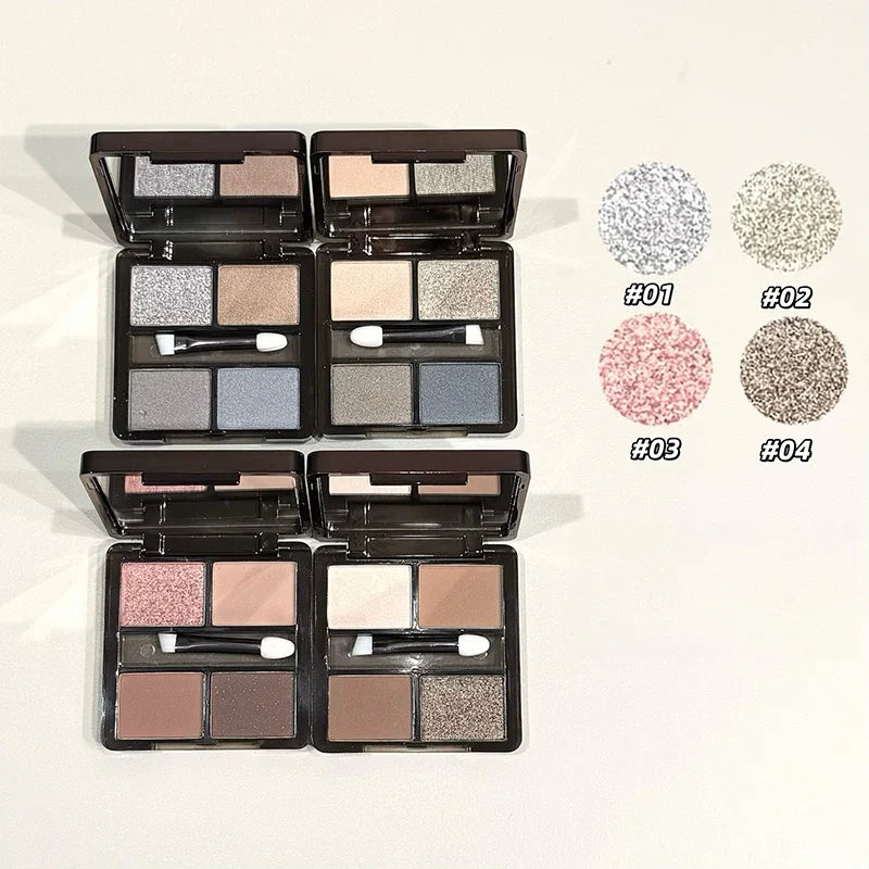 Art Value 4-Color Eyeshadow Palette – Glitter, Shimmer & Matte