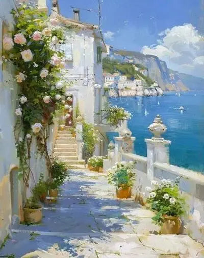 Landscape Art Posters Canvas Printing, Colorful Fashion Trend Wall Art for Rural Villas & Home Decor, Natural Aesthetic Canvas Peaceful Pleasures Health and Wellness