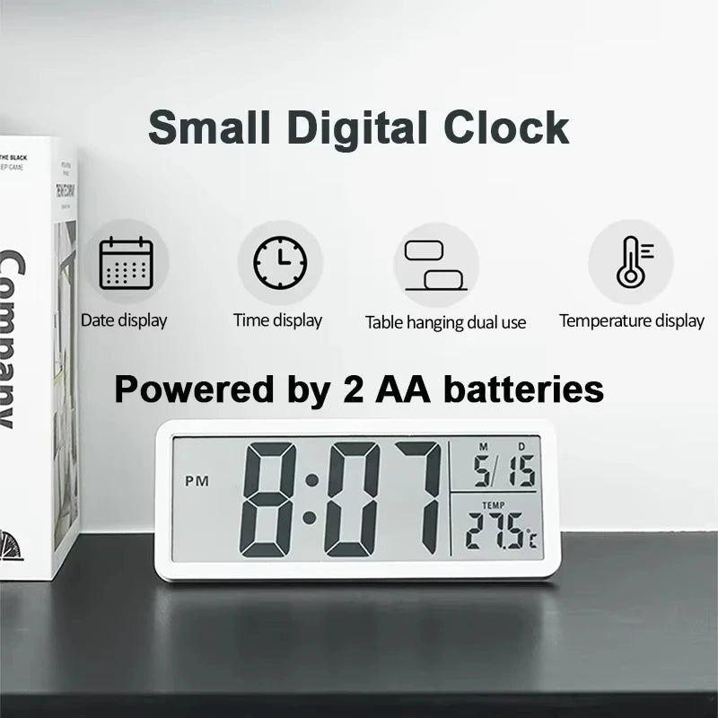 Battery Powered LCD Digital Wall Clock 12/24H Time Week Date Temperature Display Desktop Table Clock for Bedroom Home Decor Peaceful Pleasures Health and Wellness