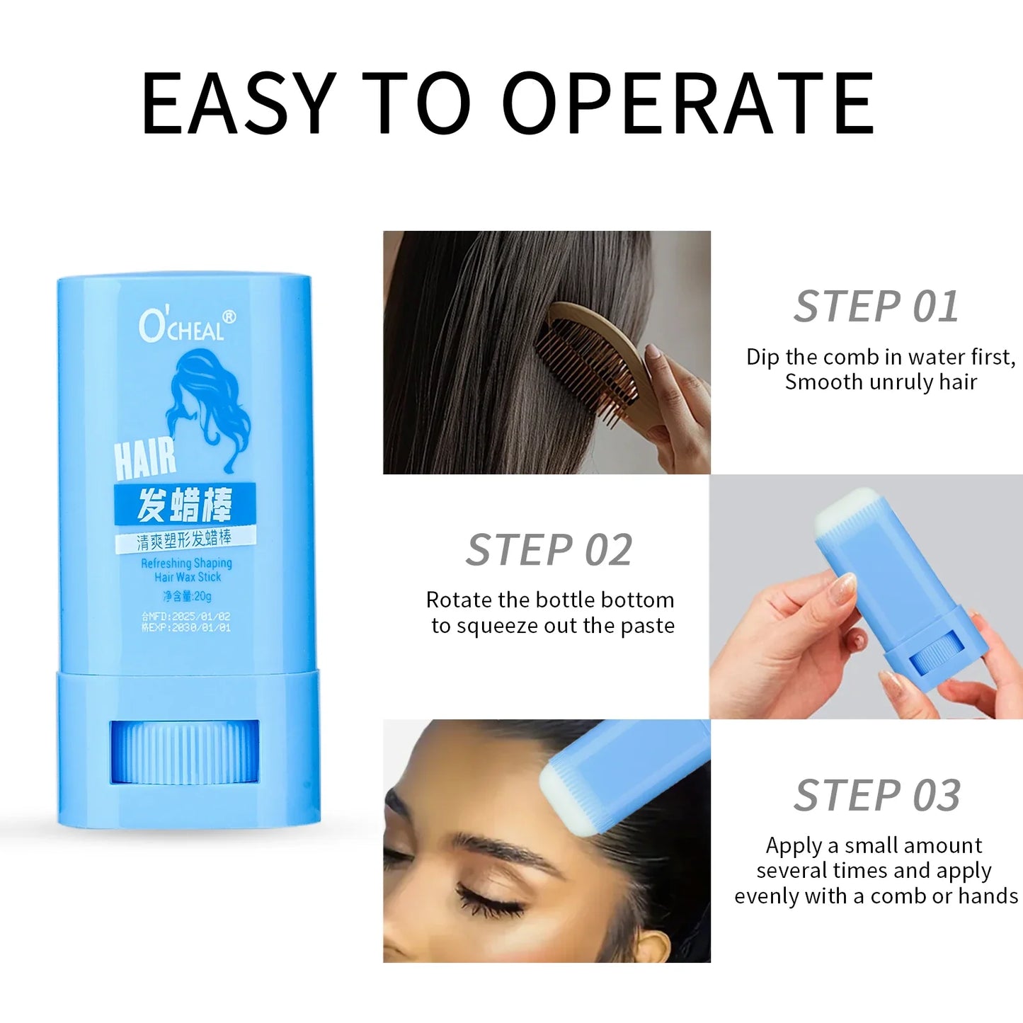 O'Cheal Anti-Frizz Hair Wax Stick | Smooth, Non-Greasy Hold