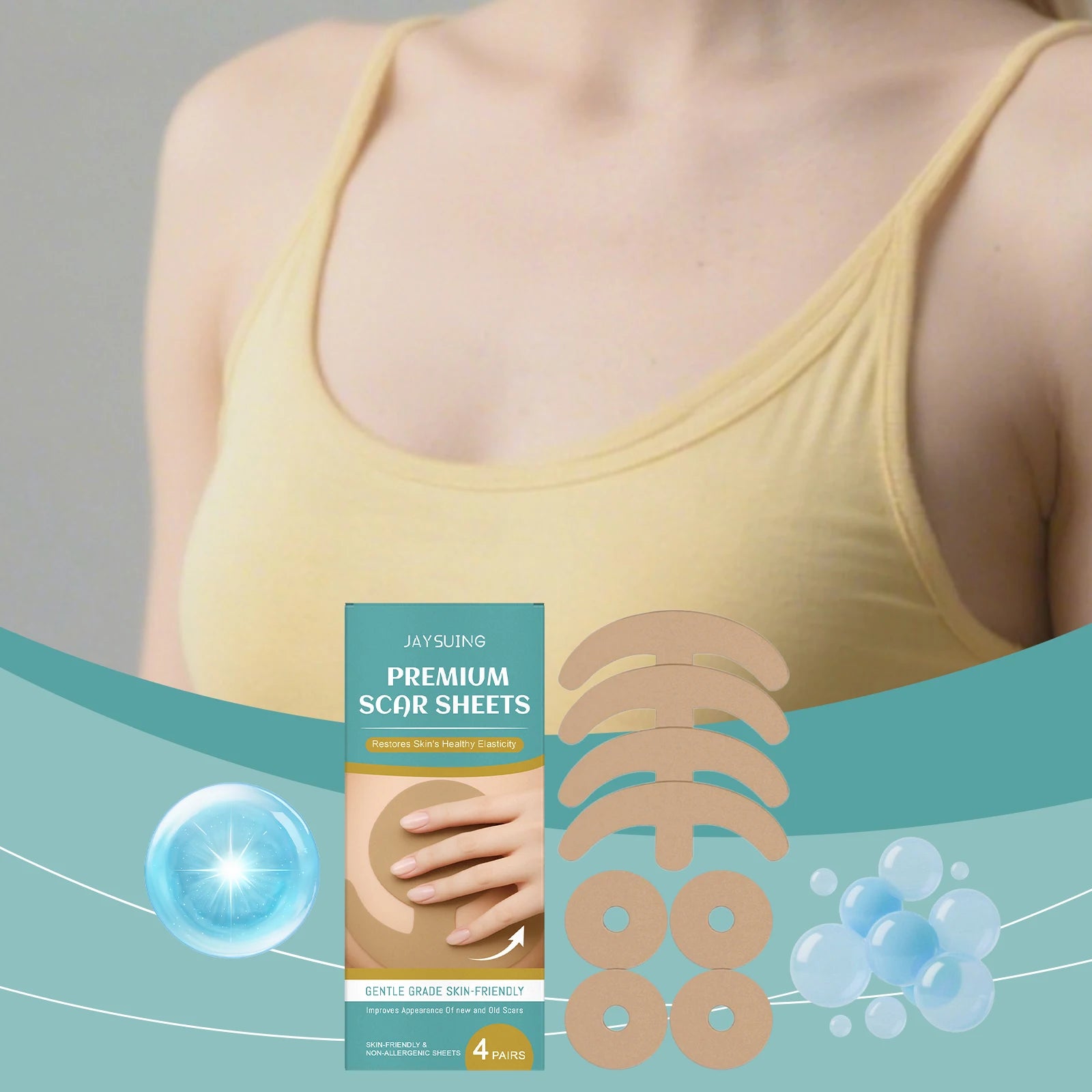 Chest Care Patch Moisturize Increase Skin Elasticity Reduce Scars Repair Skin Barrier Hyaluronic Acid Pulling Shaping Stickers Peaceful Pleasures Health and Wellness