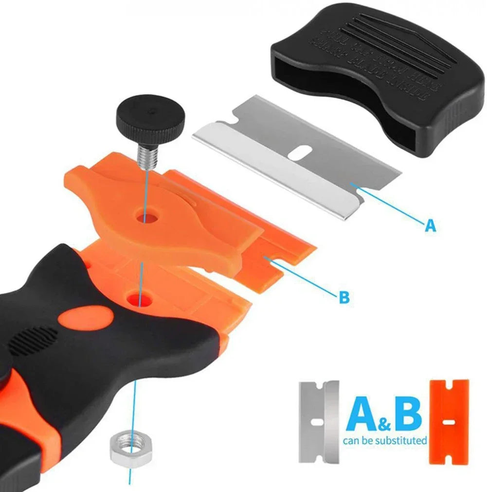 2-in-1 Window Squeegee & Glass Scraper Cleaning Tool