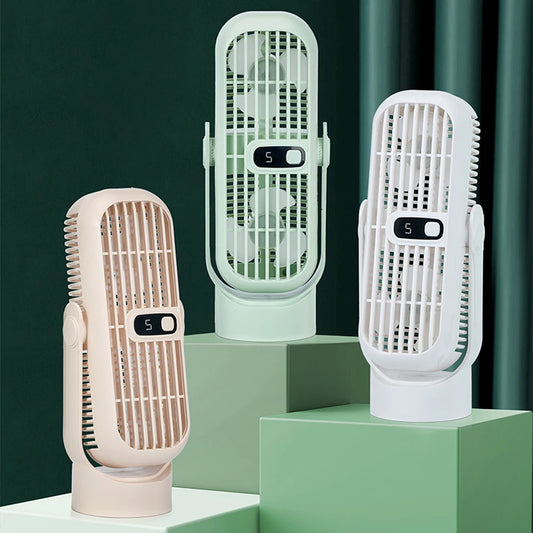 USB Electric Fan Double fan blades Portable 5 Speeds Ultra Quiet Table Fan Quiet Ventilator Desktop Fan Air Cooler for Room Home Peaceful Pleasures Health and Wellness