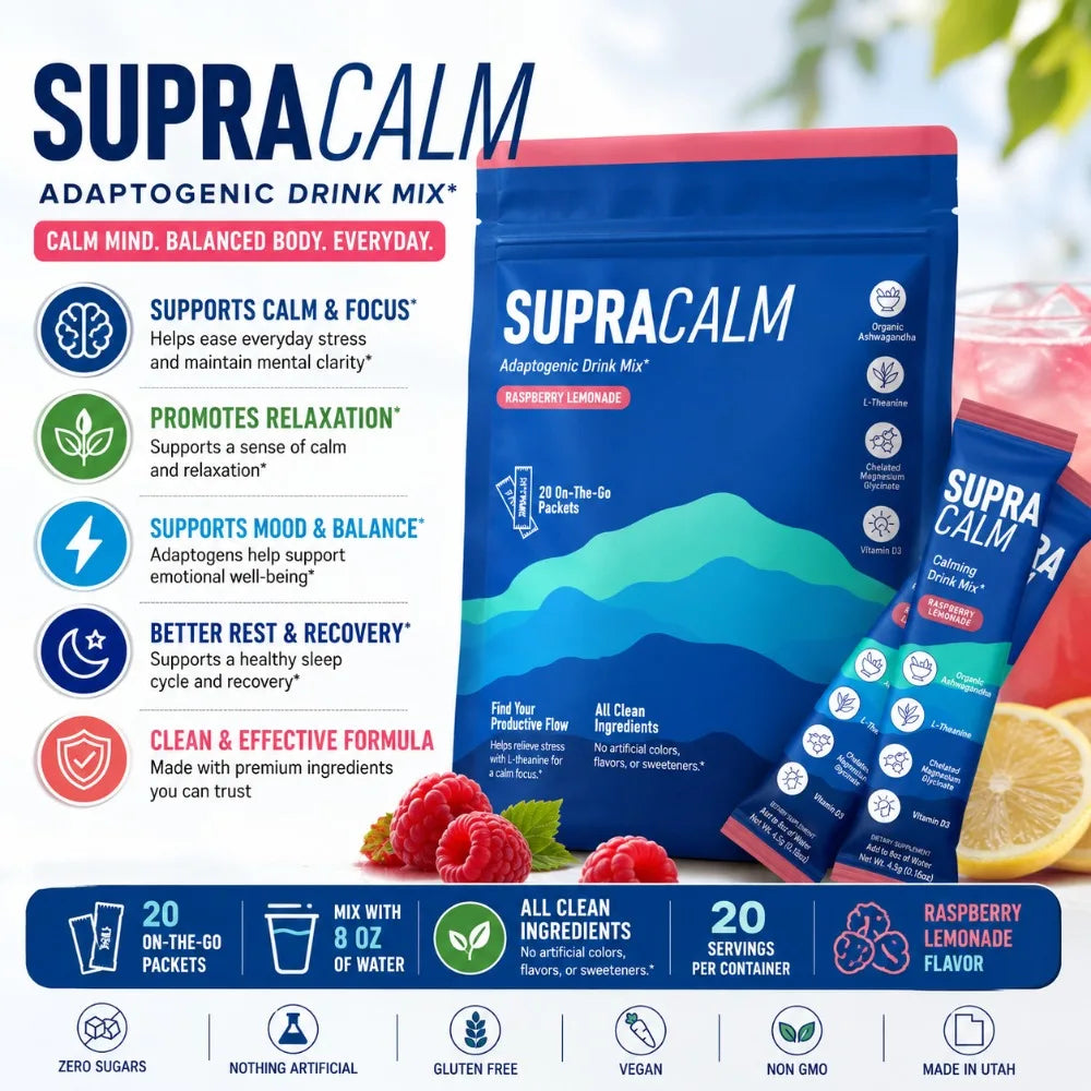 Adaptogenic Drink Mix Raspberry Lemonade | L-Theanine, Ashwagandha
