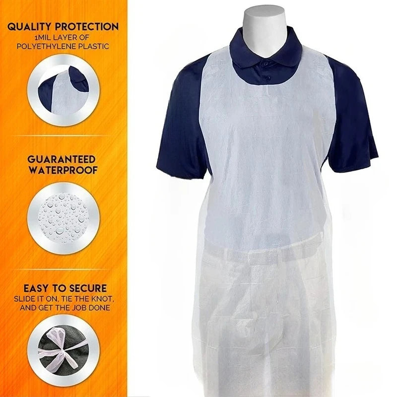 Clear Disposable Plastic Aprons – Thick Waterproof PE Aprons