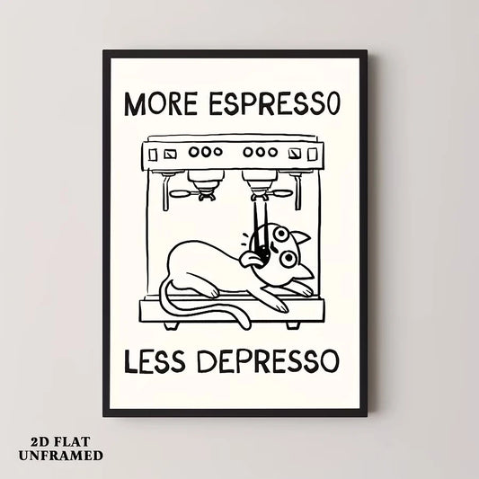 Coffee Cat Canvas Wall Art Print | Modern Home Decor Poster Canvas Wall Art Peaceful Pleasures Health and Wellness G4711 21x30cm Unframed