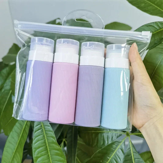 4pcs 100ML Silicone Travel Bottles Accessories Portable BPA Free Leak Proof Squeezable Size Containers Travel Essentials Sets Peaceful Pleasures Health and Wellness 4pcs set