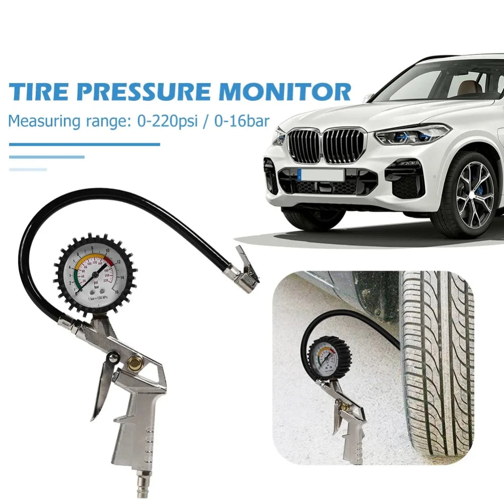 Car Tire Pressure Gauge 0-220 PSI Air Inflator Meter EU Plug Tyre Pressure Tester Auto Garage Repair Tool Peaceful Pleasures Health and Wellness