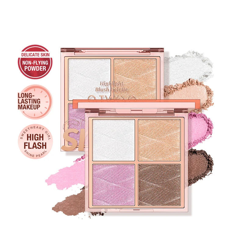 Four-color blush palette, finishing palette, pearlescent shimmer, shadow highlighting, long-lasting makeup effect Peaceful Pleasures Health and Wellness