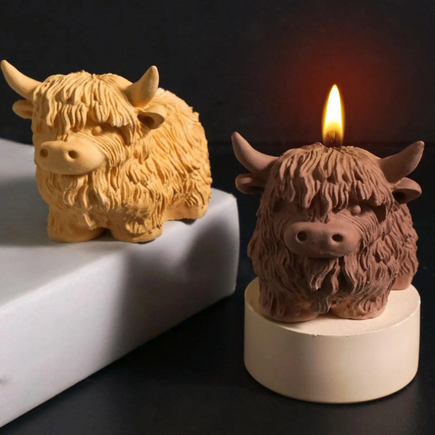 Candle Wax Molds 3D Highland Cow Silicone Mold Farm Animal Casting Craft Decorative Ornament for Home Travel Daily Classroom Peaceful Pleasures Health and Wellness