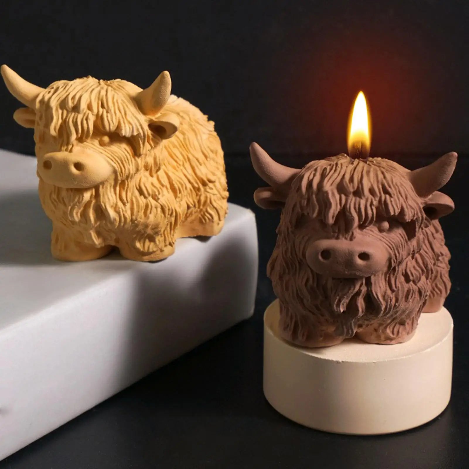 Candle Wax Molds 3D Highland Cow Silicone Mold Farm Animal Casting Craft Decorative Ornament for Home Travel Daily Classroom Peaceful Pleasures Health and Wellness