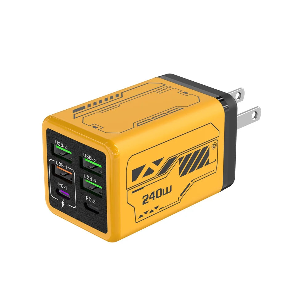 240W 6-Port USB-C Fast Wall Charger | EU US UK Plug