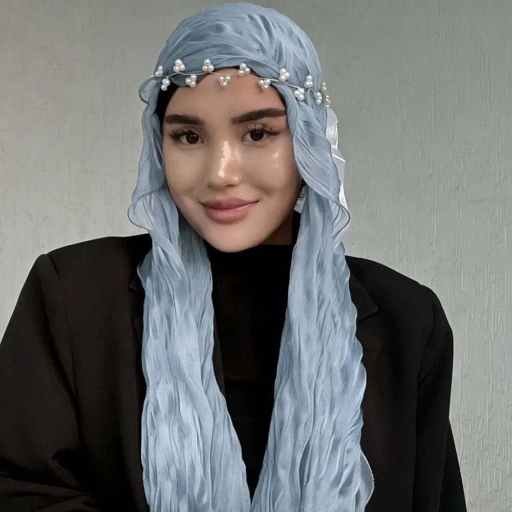 Solid Chiffon Scarf – Ruffled Shawl, Hijab & Wrap for Women