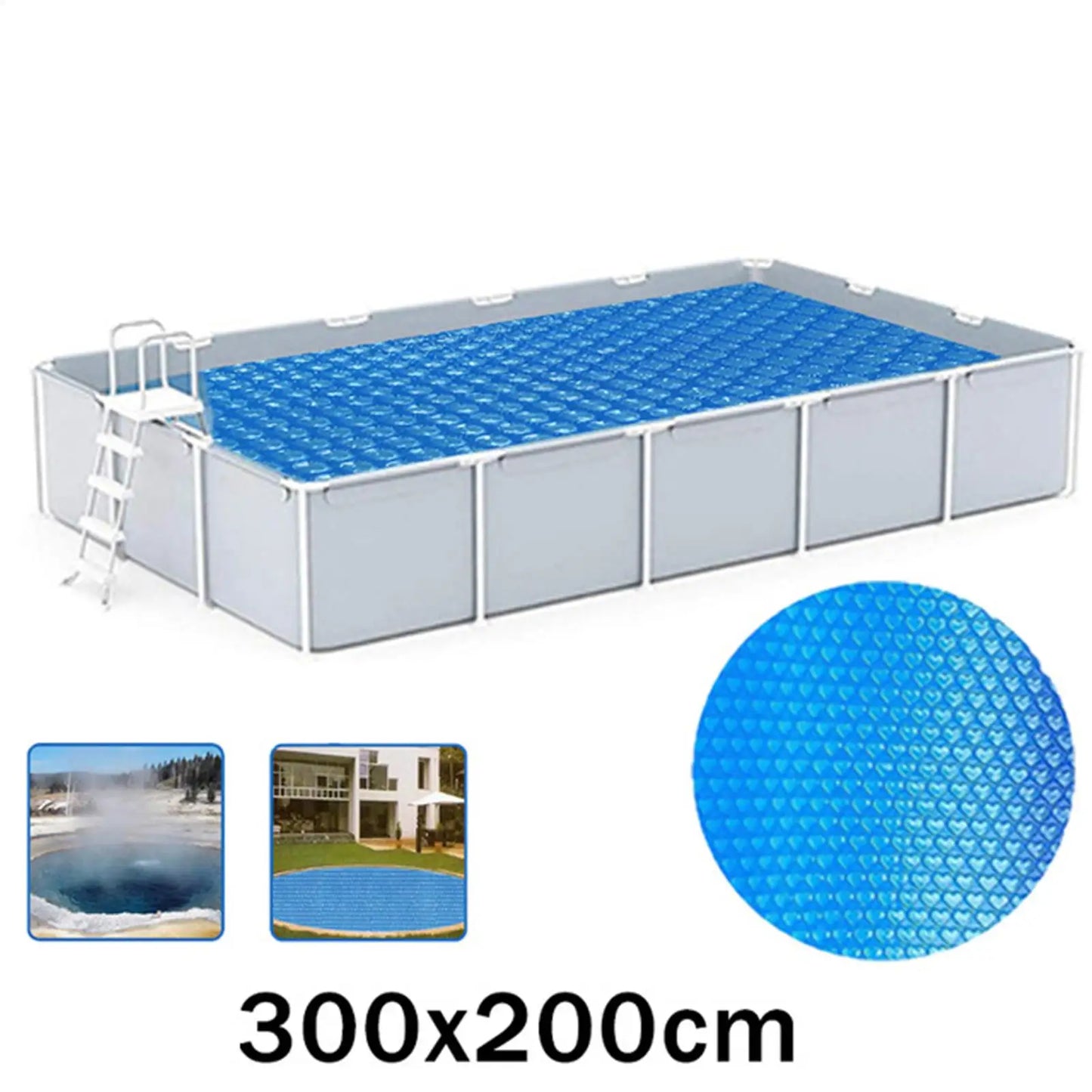 Solar Pool Cover – PE Bubble Film Heat Insulation, 3 Sizes