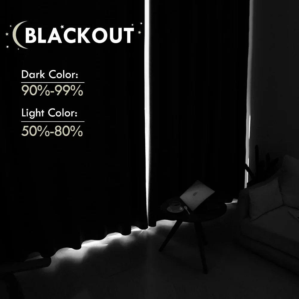 1/2pc Panel Blackout Curtains Black Drapes Light Reducing Thermal Insulated for Living Room Bedroom Office Window Decoration Peaceful Pleasures Health and Wellness