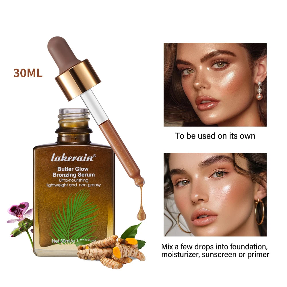 Butter Glow Bronzing Serum Innovative Nourishing Skincare Bronzing Drops for Radiant Natural Sunkissed Complexion Sunkissed Glow Peaceful Pleasures Health and Wellness