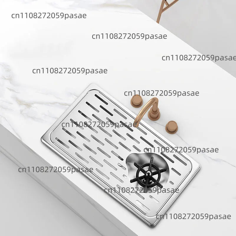 Stainless Steel Embedded Cup Washer Sink | Coffee Bar